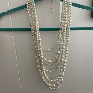 White House Black Market Glass Pearl Multi Strand Necklace